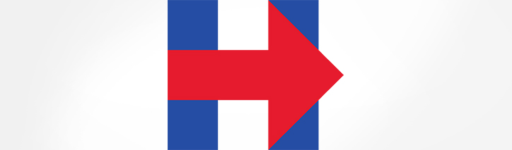 Hillary Clintons Wahlkampflogo: das Hillary-H